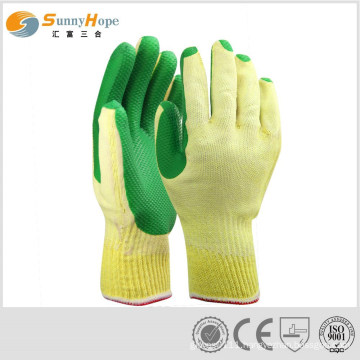durable green solid latex gloves for workman